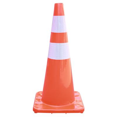 China Durable 700MM Size Good Quality Soft PVC Flexible Road Safety Traffic Safety Orange Reflective Reflective Cone For Sale for sale