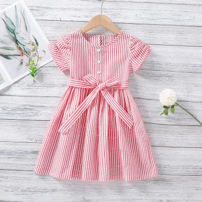 China 2021 Summer Cotton Girls Breathable Children's Dress Trim New Fashion Waist Princess Dress P4739 for sale