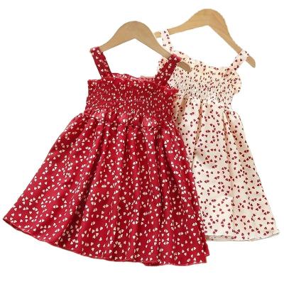 China New Style Party Girls Clothes Girls Dress Breathable Sexy Red Floral Kids Summer Cotton Sleeveless Shorts Dresses P510 for sale