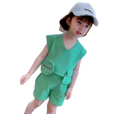 China Two-piece suit p6304 Korean new Korean children's clothing summer style fashionable thin cotton Spandex/cotton girls' suit for sale