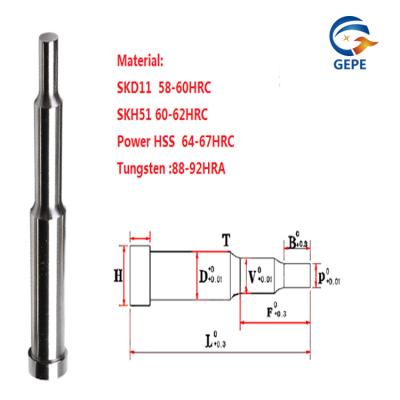 China SKD11 SKH51 Multi Step Punch Pins 58HRC-60HRC Hardness for sale