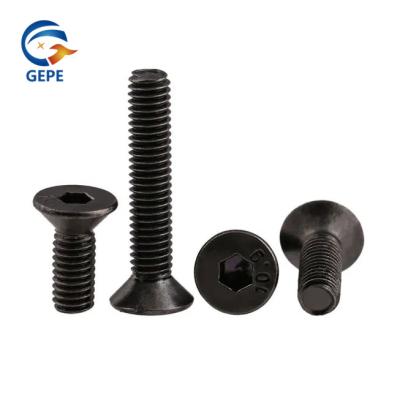 China DIN7991 Flat Head Hex Socket Screw Zwarte oxide van de kwaliteit 10.9 staal Te koop