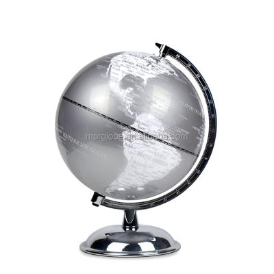 China Customized Silver 20cmDecorative Political Map Plastic Globe World Globe For Schools And Office Plastic Globe With Metal Base for sale