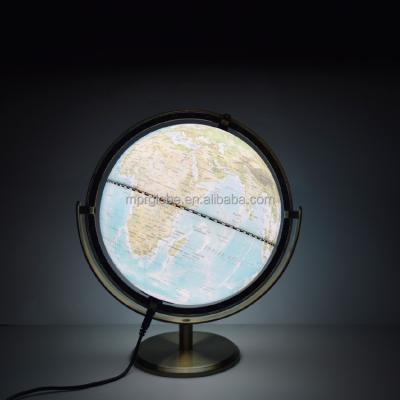 China Political world globe earth map in 32cm retro English style led light globe geography decoration desk educational gift for sale