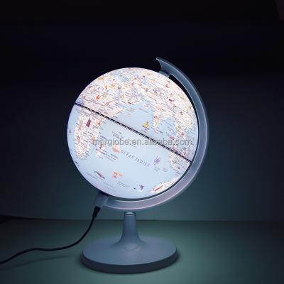 China Education 20cm Blue Color 8inch Kids World Map Globe With LED Light Lamp Globe for sale