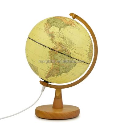 China Political Wooden Stand For Office Ocean Style World Desk Illuminated Antique Globe for sale