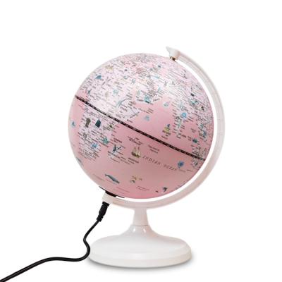 China Education 20CM Cartoon Globe Base Pink Sturdy Style With Light By The Rope Gift Home Or Office Toy Cartoon Globe Decoration for sale