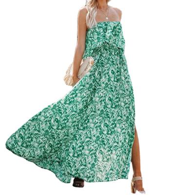 China Anti-Static Women Love Summer Floral Print Clothing Sleeveless Off Shoulder Women Dress for sale