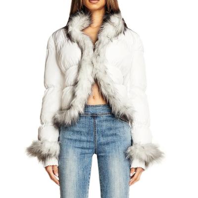 China Breathable Luxury Slim Stripper Hooded Jacket With Fur Collar Jackets Outer Quilted Stylish Custom Coat For Women for sale