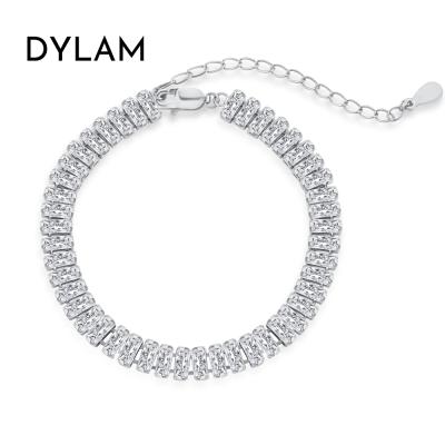 China FASHIONABLE Dylam Luxury Charms Bracelet 2022 925 Sterling Silver Trendy Simple Tennis Bracelets Women Diamond White Zircon Gold Fashion for sale