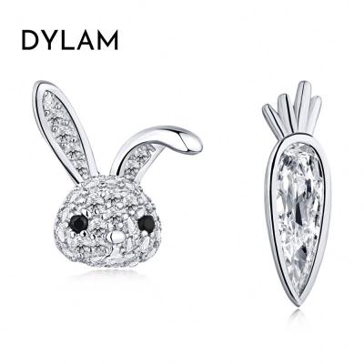 China CLASSIC/OFFICE/TRENDY Dylam threaded sterling silver simple carrot stud earrings super instant gold zircon small needles rabbit earrings hypoallergenic for sale