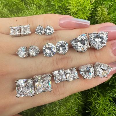 China Dylam FASHIONABLE Tasty Rhodium Plated Zircon 2022 5A Zircon Wedding Jewelry Trendy 925 Sterling Silver Ladies 2021 Stud Earrings for sale