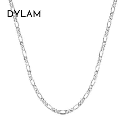 China Dylam CLASSIC Premium Quality Made in Italy Certified Men's and Women's Sterling Silver Italian Solid Figaro Link Chain Necklace for sale