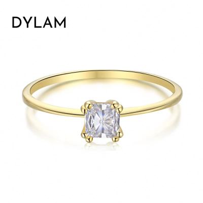 China Dylam Fashion Minimalist 925 Silver Couples Rings Simple Thin CZ 5A Wedding Rings Modern Design Engagement Joint Rings For Women for sale