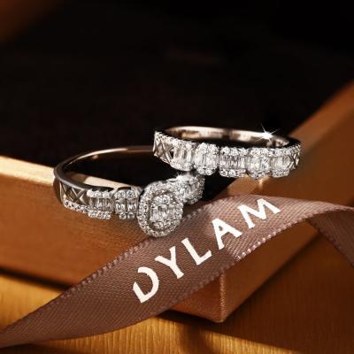 China 2022 Dylam Tik Tok Couples Engagement Promise S925 Baguette Silver Wedding Rings Trending Custom Jewelry Women for sale