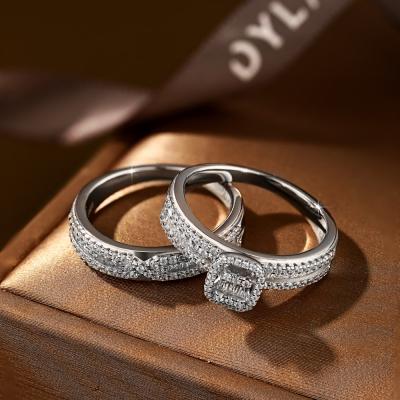 China TRENDY Dylam Stacked Diamond Fine CZ 925 Sterling Silver Baguette Rings Promise Eternity Band 5A Zircon Jewelry for sale