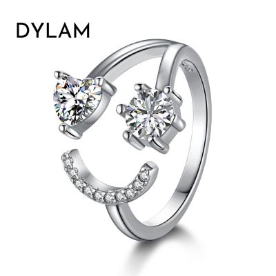 China Wholesale Dylam 2022 925 18k Gold Silver Finger Ring High Quality Adjustable CLASSIC Diamond Luxury For Women Freesize Bling Stacking Ring for sale