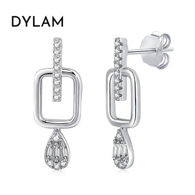 China Fancy Cubic Cute 925 Sterling Silver Zircon Stud Earrings Fashion OL CLASSIC/OFFICE/TRENDY Simple Pear Dylam Wholesale Lady Design AAAAA Waterdrop for sale