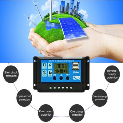 China Auto Charger Controller PWM 24V /12V Solar Panel Battery Charging Controller 10A LCD Solar Collectors USB Wholesale for sale