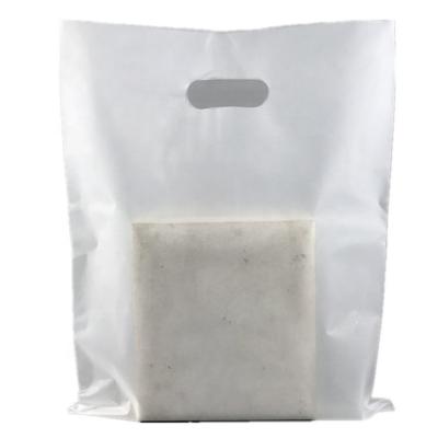 China Die Cut Goods Moisture Proof Punch Frosted Customer Plastic LDPE HDPE Handle Bag for sale