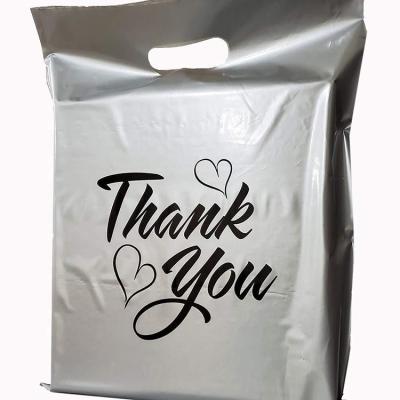 China Cheap Price Moisture Proof HDPE Shopping Packaging Print Thank You Die Cut Plastic Handle T-shirt Bag for sale