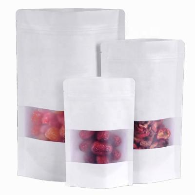 China Hot Sale Moisture Proof Custom Size Resealable Holder Up Pouch Stand Up Zipper Kraft Paper Pouch White Bag for sale