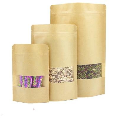 China Moisture Proof Zipper Stand Up Kraft Paper Bag With Window for sale