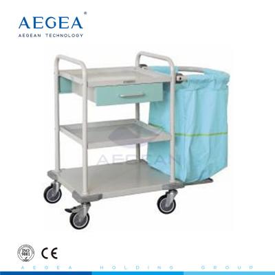 China AG-SS017 hospital stainless steel wheeled laundry trolley hospital linen carts for sale