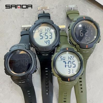 China Wholesale Price 50M Water Resistant For New Model Sanda 269 Day/Date Men's Wrist Outdoor Sports Men's Week Date Led Digital Hand Watch for sale