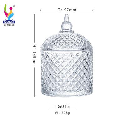 China Classic stocked yurt design sprayed glass candy jar with lid for nuts sugar storage for sale