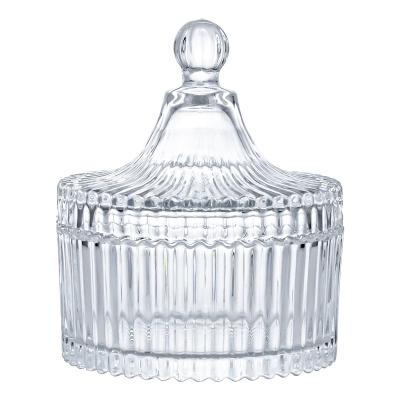 China Glass Bowl With Cover Elegant CANDY Jar Design For Home Salad Fruit Candy Kitchen Deco Sugar Glass Jar for sale