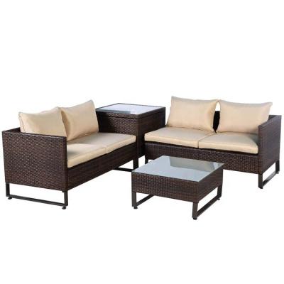 China Durable Stable Rattan Wicker Sofa With Cushion Box Outdoor Modern Garden Patio Modern Patio Rattan Sectional Sofa for sale