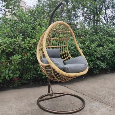 China Durable Stable Indoor Outdoor Single Hammock Hanging Egg Garden Wicker Swing Rattan Patio Swings for sale