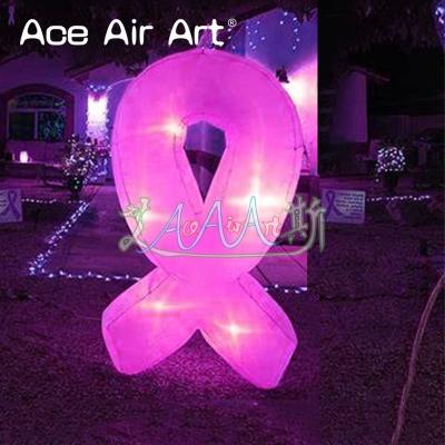 China Portable and Recycling 2mH Inflatable Ground Decoration Lighting Ribbon for World Breast Cancer Awareness Day for sale