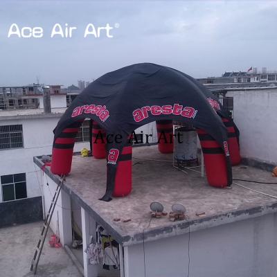 China 6 Legs Portable Inflatable Spider Tent Black And Red Packing Marquee Tent Dome With Carport Canopy For Promotion Or Sport Event for sale