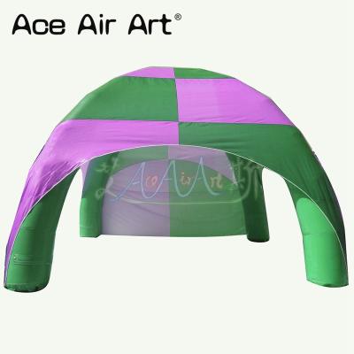 China Portable green and purple inflatable carport marquee 4 feet spider tent with tarpaulin for outdoor advertising or decoration for sale