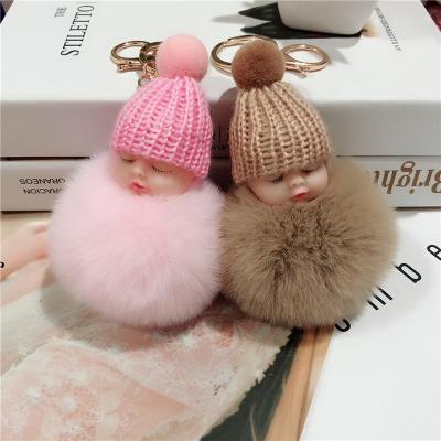 China Promotion Hot Selling Sleeping Baby Lovely - Cute Fluffy Car Pendant Cute Trinket Bag Gifts Doll Rabbit Fur Key Chain for sale