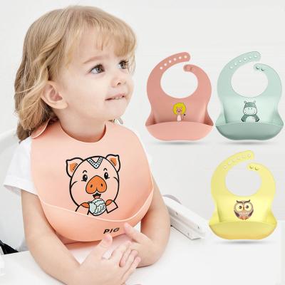 China Hot Sale Washable BPA Free Silicone Waterproof Easy Clean Soft Baby Adjustable Bibs for sale