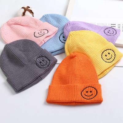 China COMMON Cute Classic Smile Color Candy Fashion Hats Hot Kids Knit Beanie Hats For Baby for sale