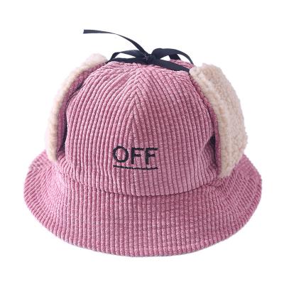 China COMMON Creative Corduroy Embroidery Warm Winter Sale Kids Winter Sale Hats Children Bucket Hat for sale