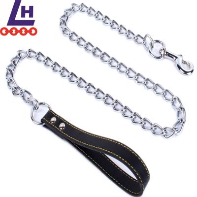 China Galvanized Welded Drag Chain China Factory Animal Chain Link Dog Twisted Chain With Snap Hook for sale