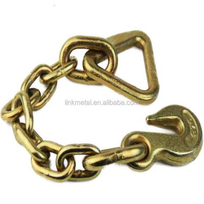 China Drag Chain Binder G70 Gold Galvanized Chain With Eye Grab Hook And Delta Ring for sale