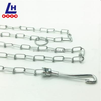 China Drag Chain White Galvanized Double Loop One Piece Chain Leads Professional Manufacture For Dog Chain /Pet Chain for sale