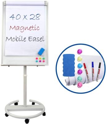 China White Board Magnetic Mobile Dry Erase Easel FC-888 Rolling Stand Round Whiteboard Flip Chart With Pad Magnets Free Markers Customized Size for sale