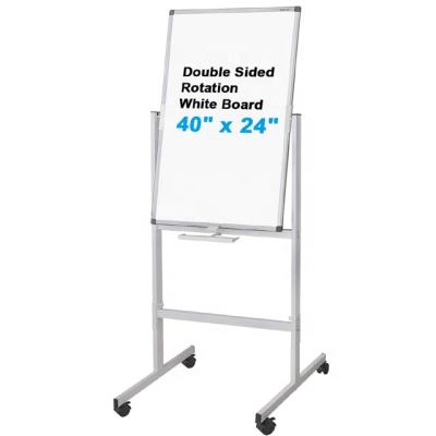 China Double Sided Easel Style Writing Magnetic Movable Whiteboard 40X24 Thumb Rolling White Board Dry Erase Board On Wheels Customized Size for sale