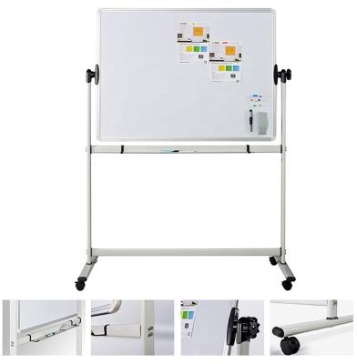 China 360 Degree Rotated Single Wheel Adjustable Height Dry Erase Custom Magnetic Operation Whiteboard With Stand for sale