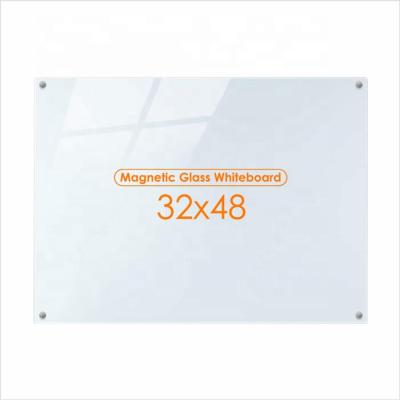 China Single Tempered Frameless Magnetic Whiteboard , Glass Blank Board With Marker Tray for sale