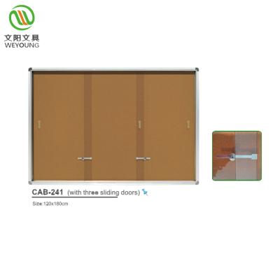 China Office Desk Sliding Door Bulletin Boards Enclosed Cork Board With Aluminum Frame for sale