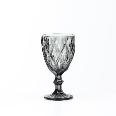 China Europe Style Relief Glass Wine Cup Color Diamond Shaped Goblet for sale