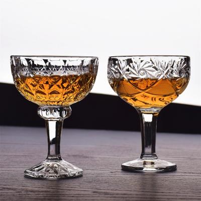 China Transparent Clear Home Stocked Bar Drinkingware Champagne Glass Diamond Embossing Wine Goblets for sale